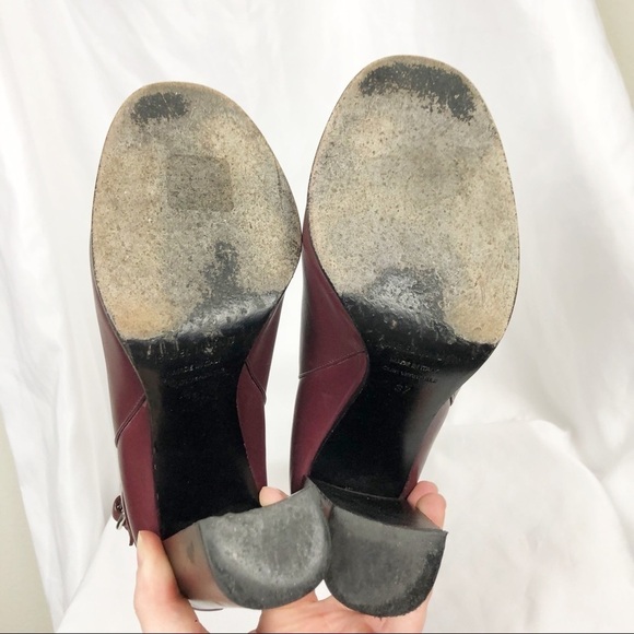 Isabel Marant Ashes Leather Round Toe Buckle Heeled Ankle Boots Red Casual - Picture 6 of 7